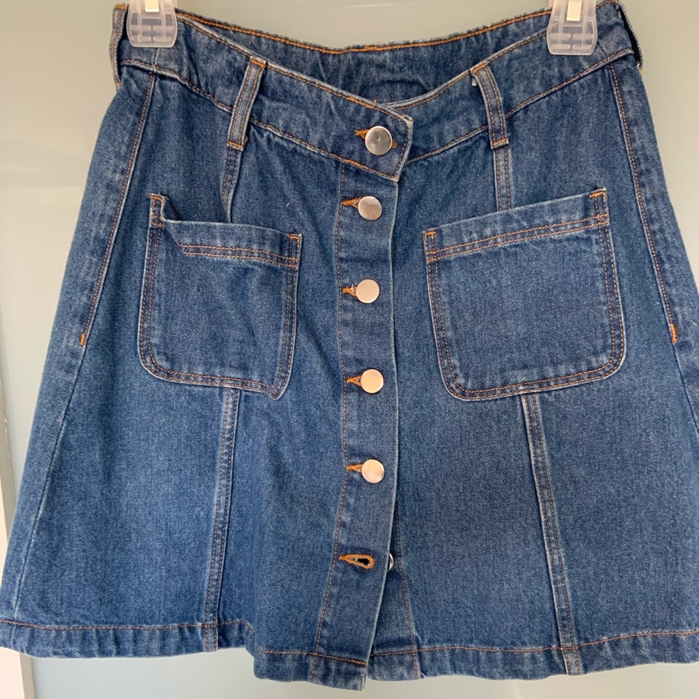 H&M button up denim skirt